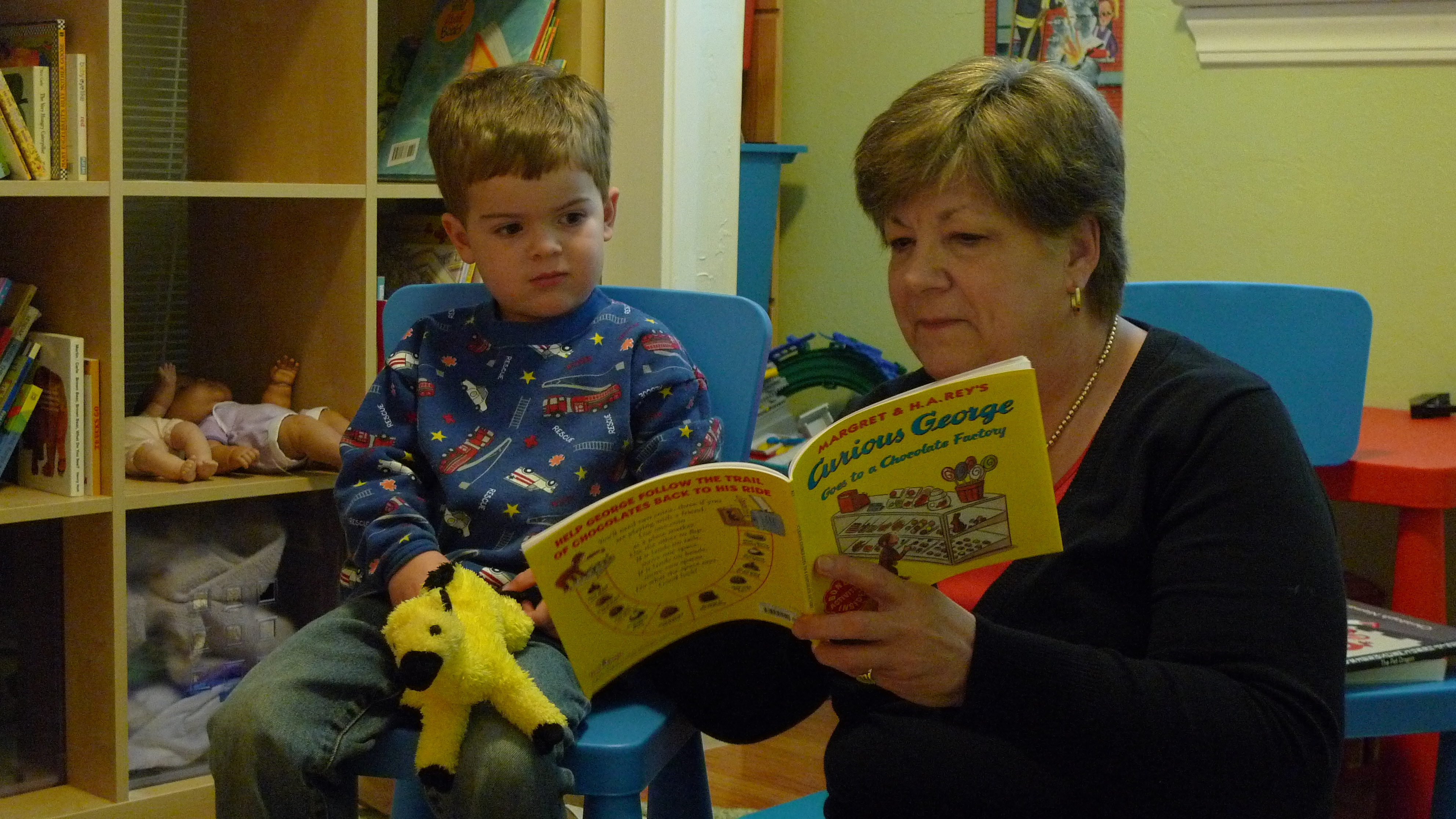 Reading with Nan and Camel (his new friend 🙂