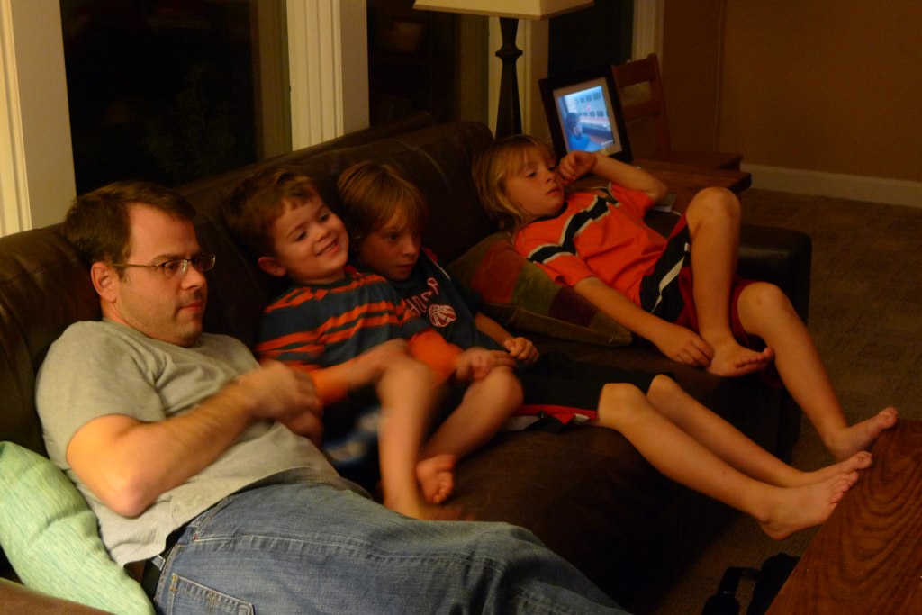watching Toy Story 2 in our living room.